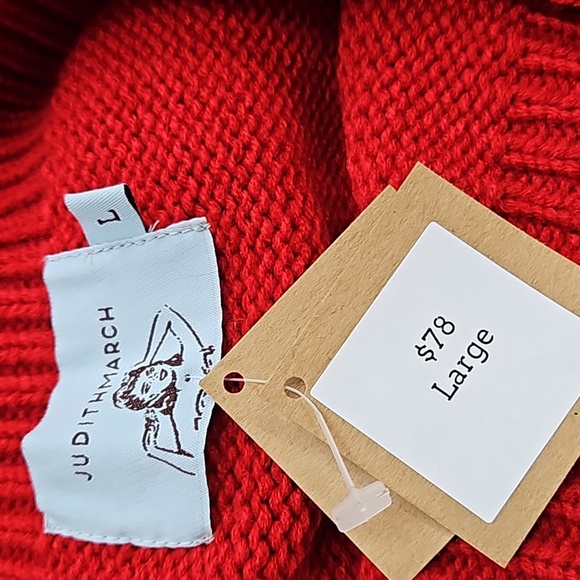 Judith March Red College Sweater Sz Med Women's Boatneck Scoop LS - Picture 5 of 5